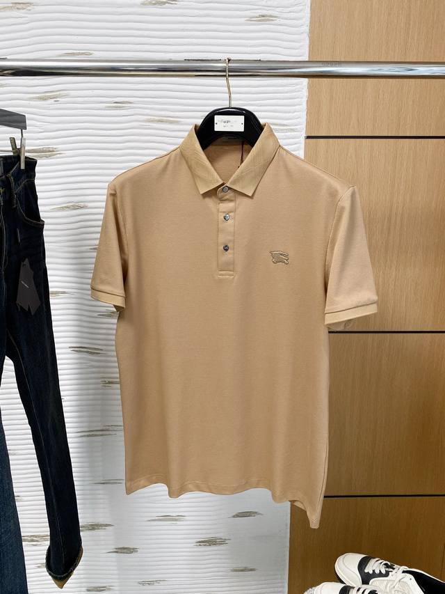Burberry, 2025 Summer New Arrival Polo Short-Sleeve Shirt With Hexagonal Pearl-P