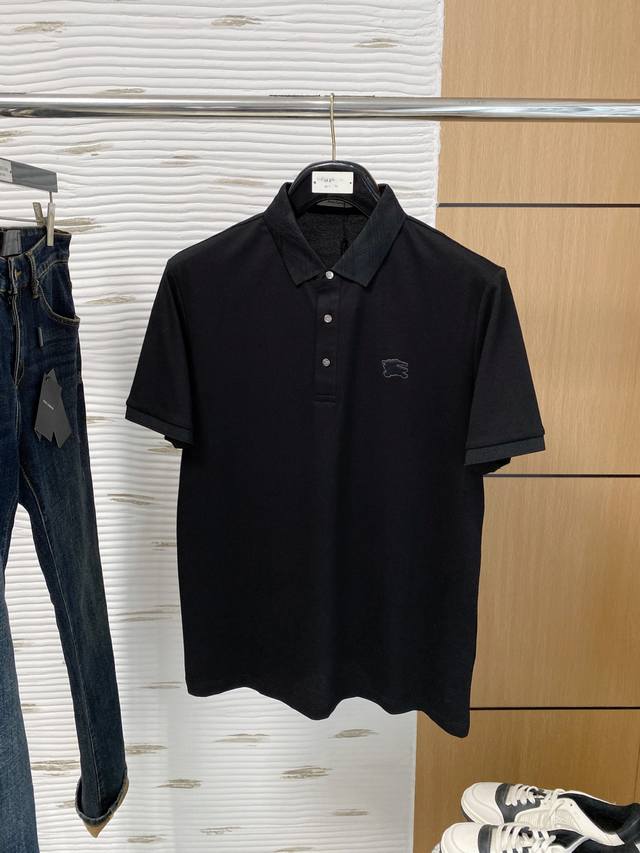 Burberry, 2025 Summer New Polo Short-Sleeve Shirt, Hexagonal Pearl-Knit Cotton,