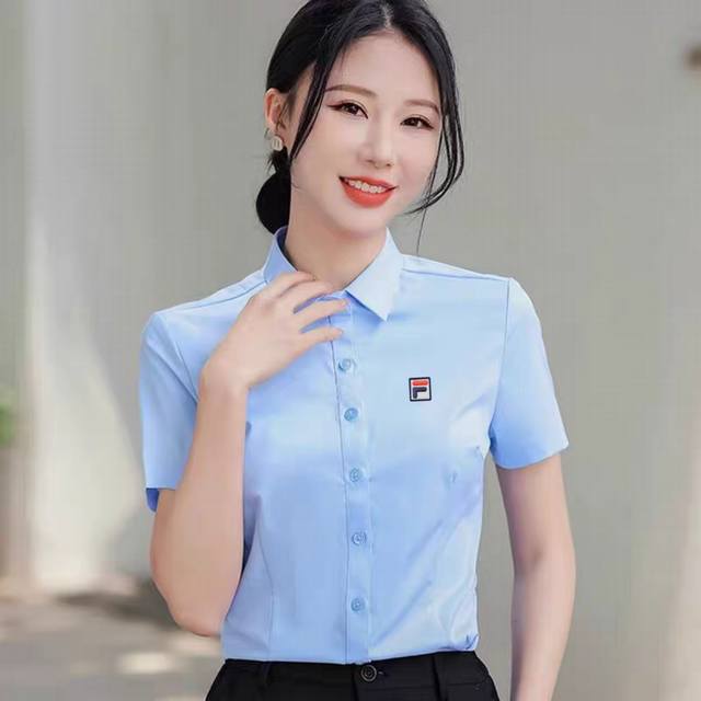 fila Fila Pure Cotton Shirt Ladies New Summer White Short-Sleeved Professiona