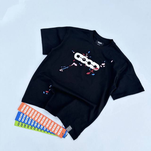 goodbrand Ink Splash Letter Logo Round Neck Loose Short Sleeve T-Shirt Unisex