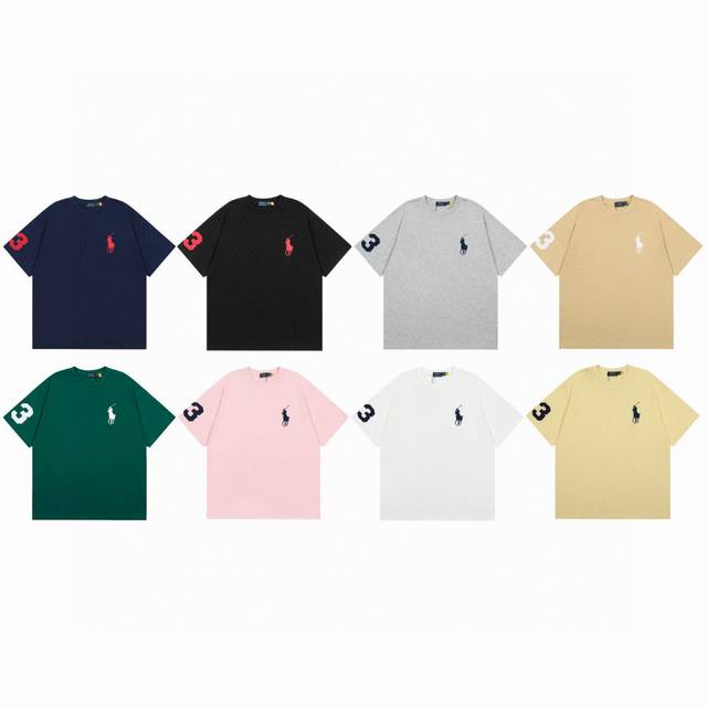 Ralph Lauren Classic Embroidery With Big Malaysian Logo, Round Neck, Basic Short