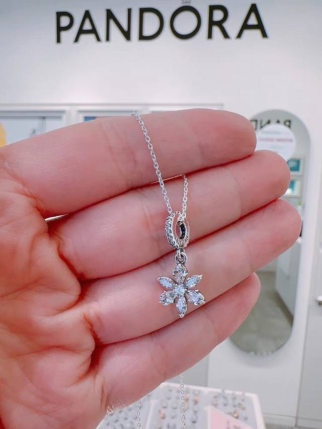 pandora Eternal Beauty Flower Necklace Original Grade Crystal Clear Flower Sh