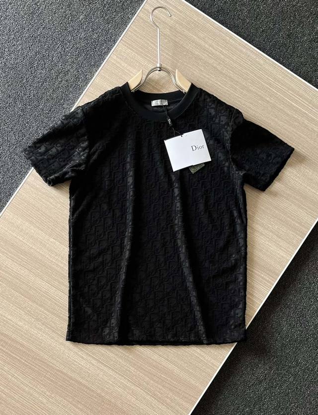 High Quality Dior 3D Convex Jacquard Flocked T-Shirt 25Ss Spring And Summer New