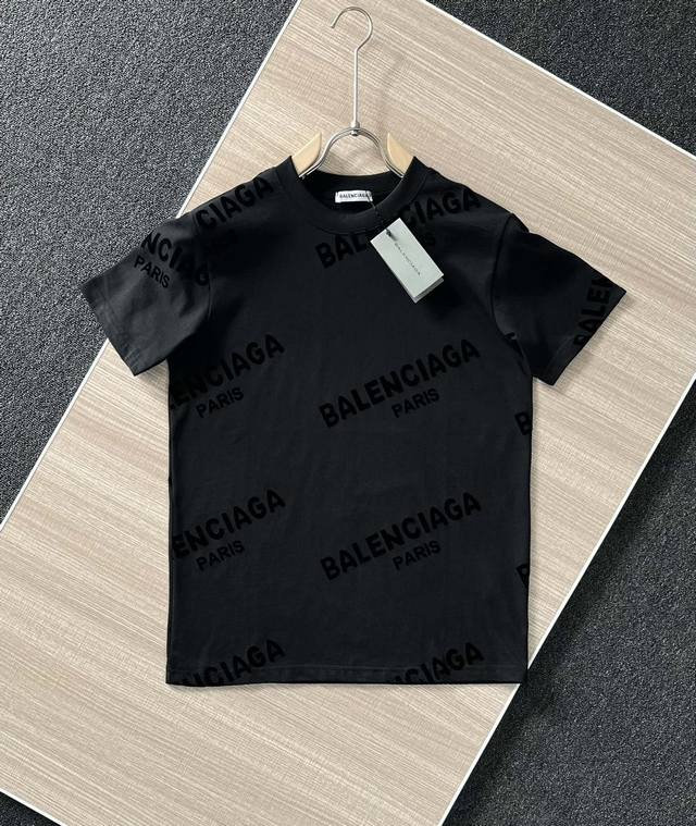 High Quality Balenciaga Jacquard Flocked T-Shirt 25Ss Spring And Summer New Prod