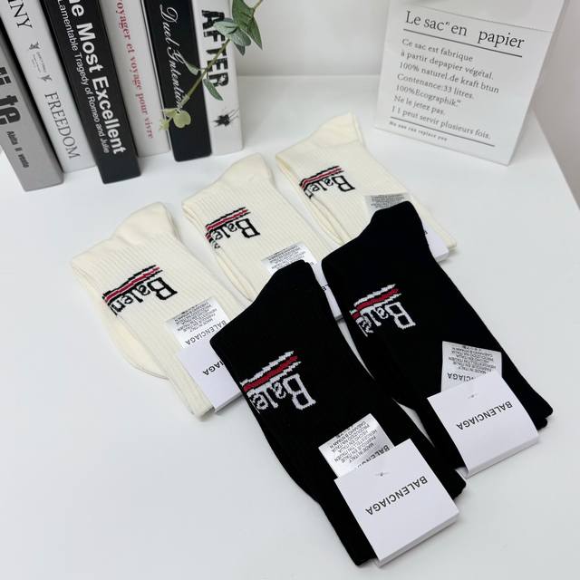 Pair Of Balenciaga Pure Cotton Mid-Tube Socks For Men And Women. Not Many Good P