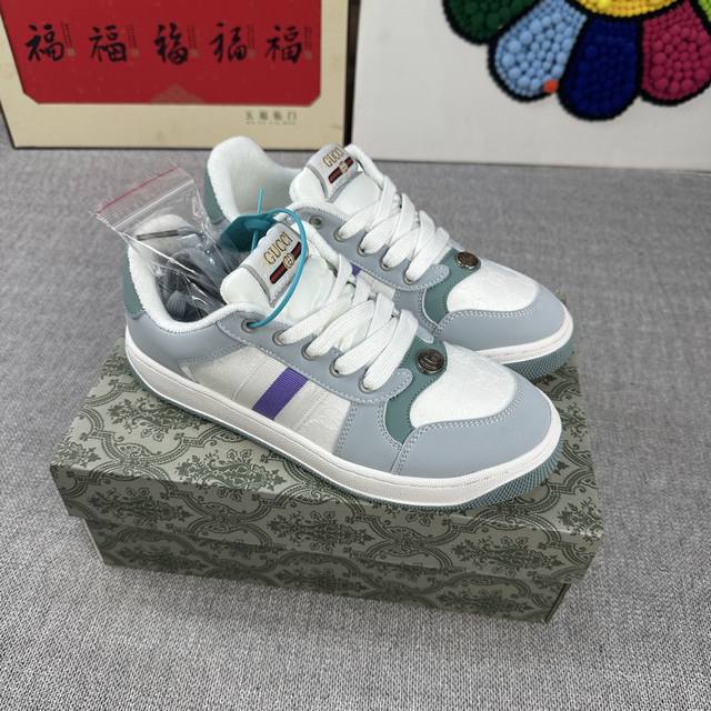 High Version G Small Dirty Shoes Retro Old Flower Old Men And Women Ice Blue 36-