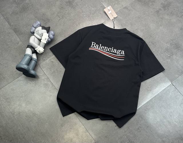 Trendy Brand Balenciaga Wave Couple Short-Sleeved T-Shirt 240G Double Yarn Trend