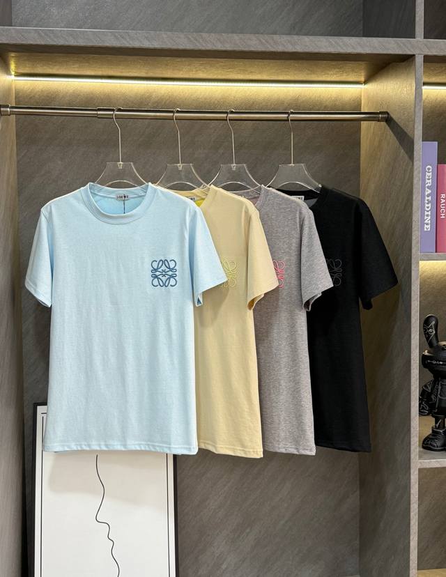loewe Loewe's Round Neck T-Shirt With Small Embroidery On The Same Color Logo
