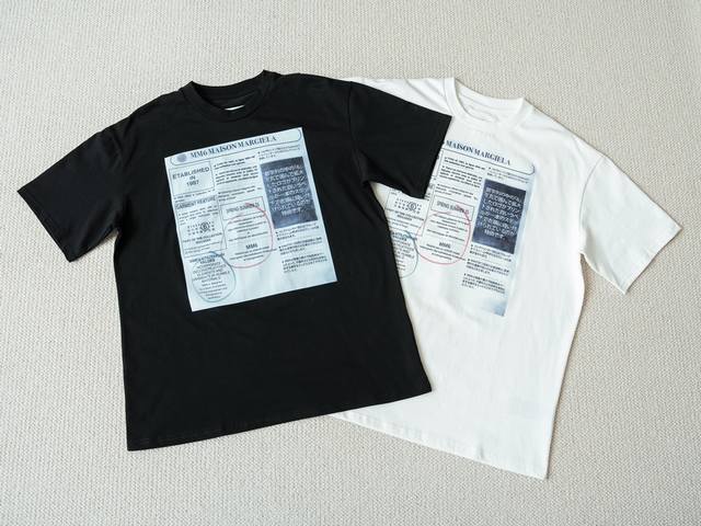 mm6 Maison Margiela Ss25 Creative Newspaper Print Casual Short Sleeve Unisex
