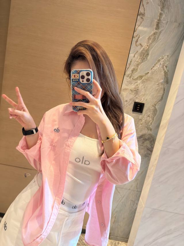 New Arrival Al* Letter Embroidered Linen Shirt Dopamine Color Is Super Nice To L