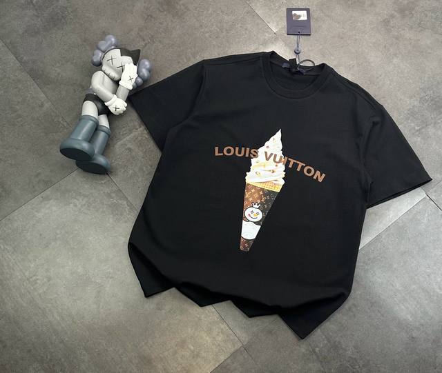 Trendy Brand Louis Vuitton Snow King Cone Couple Short Sleeve T-Shirt Logo Patte