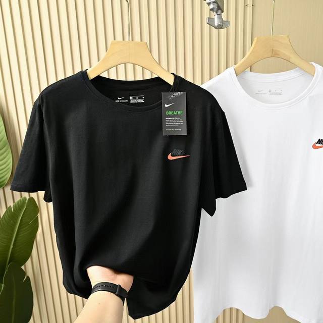 Nike Summer Round Neck Pure Cotton Light T-Shirt Short Sleeve Unisex Fabric Swea