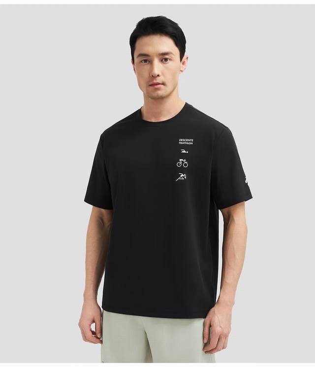 descente Descente Men's Comfortable Breathable Sports Casual Letter Short-Sle