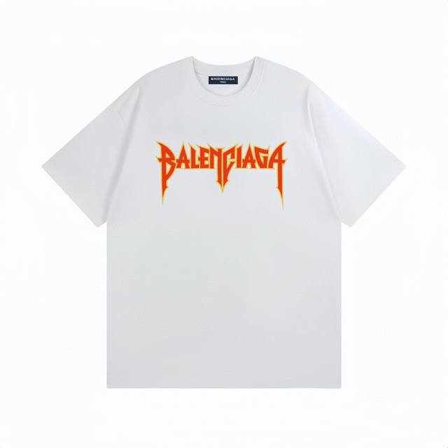 Balenciaga Yellow Flame Mecha Print Short-Sleeved Versatile T-Shirt Short-Sleeve