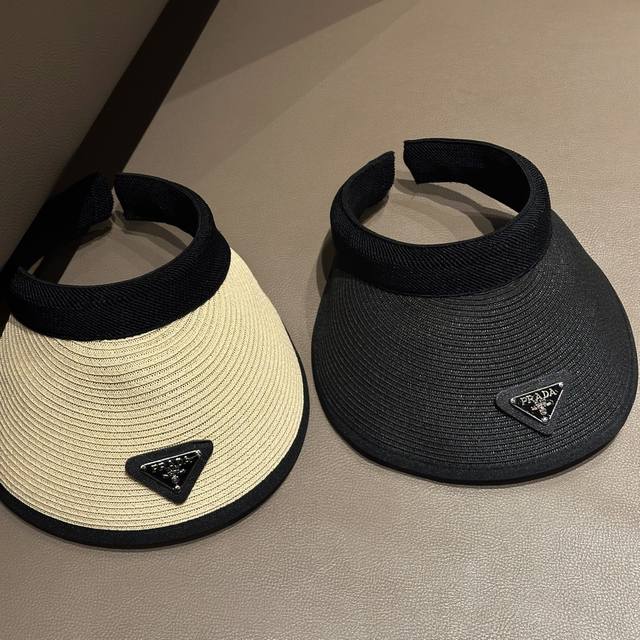 Prada Straw Hollow Top Sun Hat One Size Fits All Lightweight Sun Protection Spf