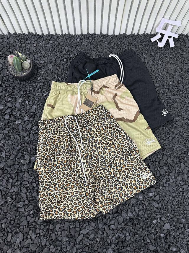 stussy Ss25 Basic Mesh Short Logo Embroidered Mesh Loose Casual Shorts Shorts