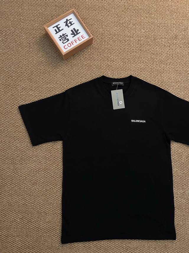 Top Embroidery Quality Balenciaga Basic Style Letters Black Short Sleeves Loose