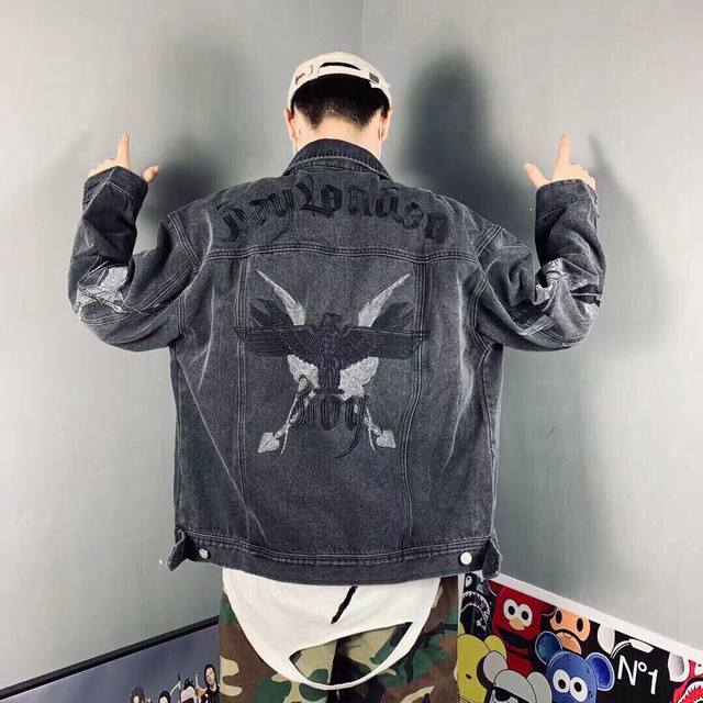 boy London Heavy Embroidery Retro Washed Denim Jacket, Same Style For Men And