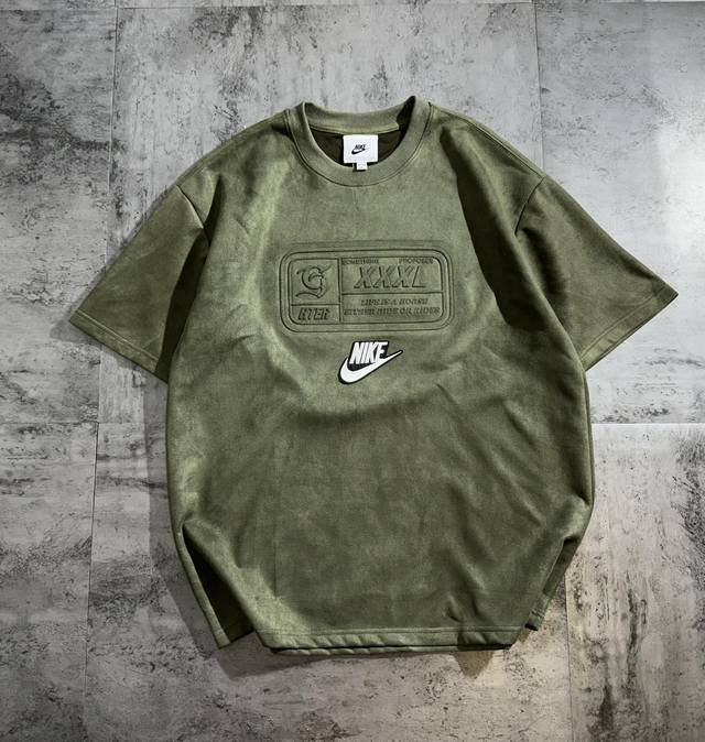 nike Suede Printed Couple Raglan Sleeve Short-Sleeved T-Shirt The Fabric Is M