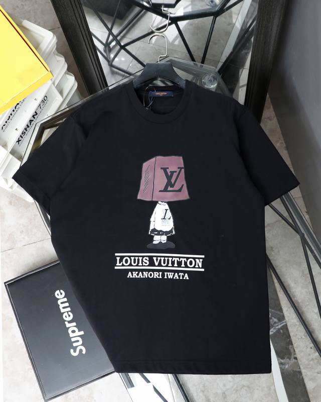 Top Version Lv25Ss Louis Vuitton Box Man Short Sleeves Logo Pattern Printed Clas