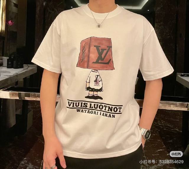 Top Version Lv25Ss Louis Vuitton Box Man Short Sleeves Logo Pattern Printed Clas