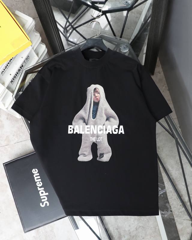 Top Version Balenciaga 25Ss Kids Doll Direct Spray Print Short Sleeves Balenciag