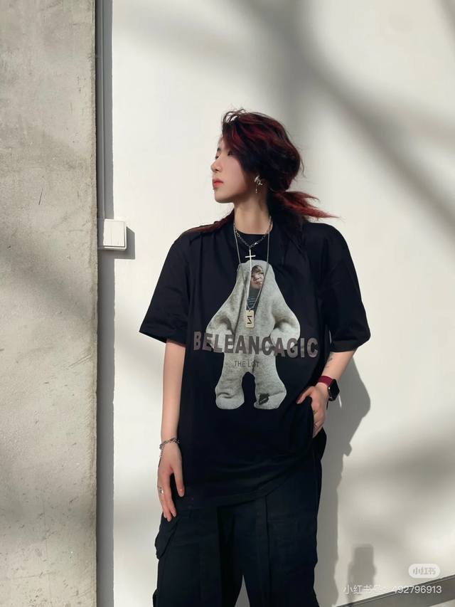 Top Version Balenciaga 25Ss Kids Doll Direct Spray Print Short Sleeves Balenciag