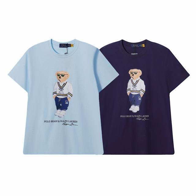 Top Quality Ralph Lauren's New Bear Print Short-Sleeved Round Neck Design Modifi