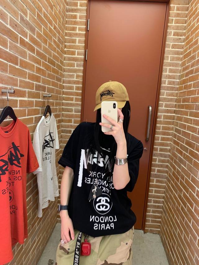 New High Quality Stussy 25 World Tour Couple Short-Sleeved T-Shirt Loose Version