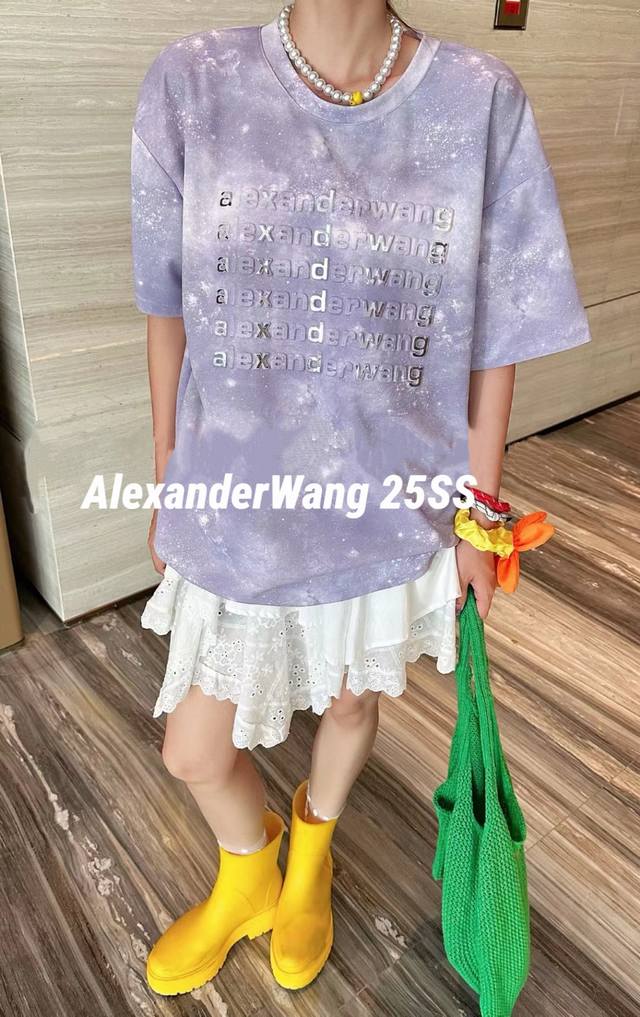 alexanderwang Alexander Wang Danmu Silver Steel Stamp Washed Purple Short-Sle