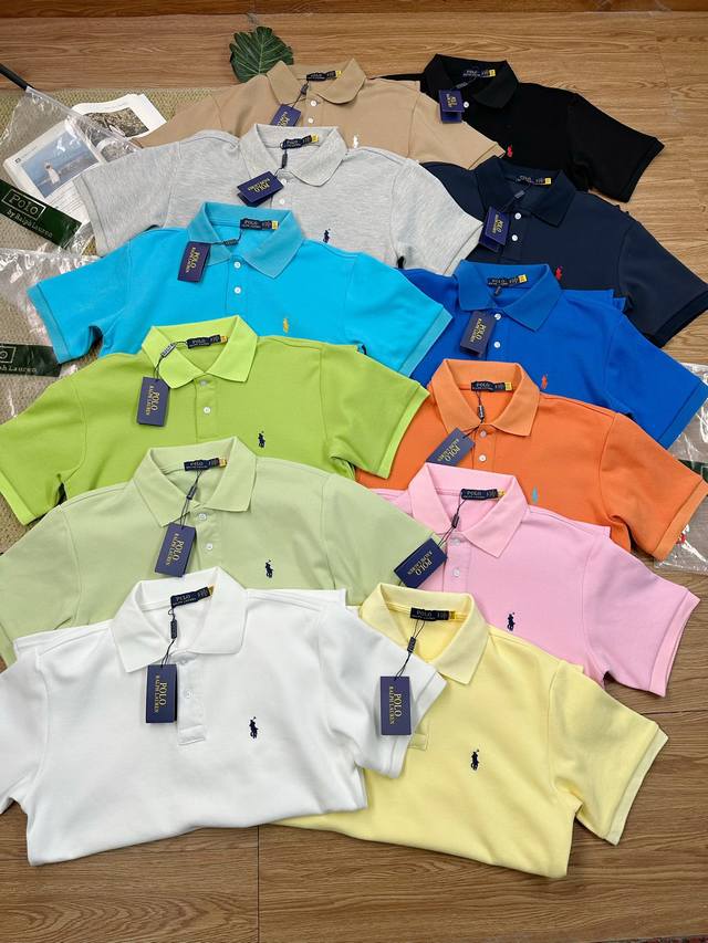 Details 12 Colors Polo Ralph Lauren Ss24 Solid Color Logo Embroidered Short Slee