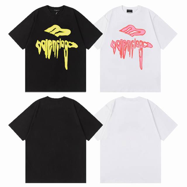 balenciaga Parisian Family 25Ss Classic Melted Letter Print Short-Sleeved T-S
