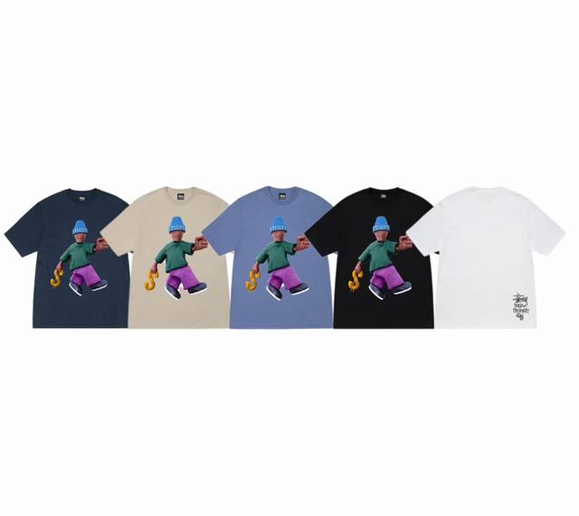 New Model Number S088 Stussy Stussy Ss24 Fueled Tee Printed Pattern Round Neck S