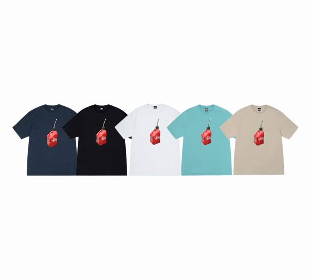 New Model Number S086 Stussy Stussy Ss24 Fueled Tee Printed Pattern Round Neck S