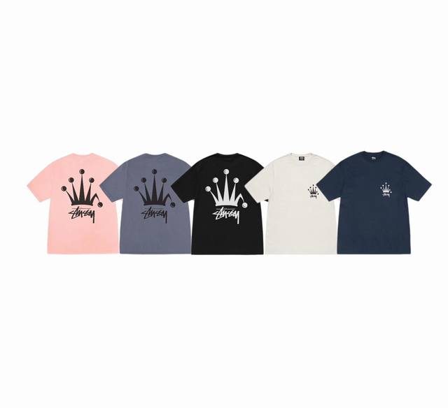 New Model Number S079 Stussy Ss24 Regal Crown Tee Pigment Dye D Letter Print Pat