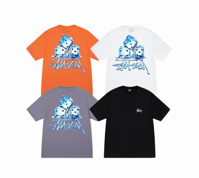 New Model Number S059 Stussy Melted Tee Creative Dice Ice Letters Stussy Couple