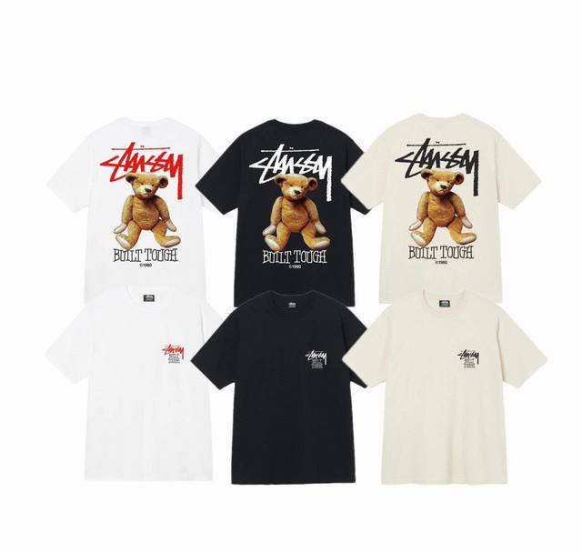 New Model Number S056 Stussy Stussy Doll Bear Print Trendy Brand Loose Short-Sle