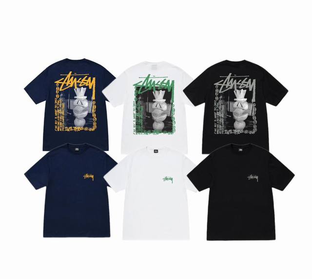 New Model Number S053 Stussy Stussy Art Sculpture Plaster Print Pure Cotton Shor