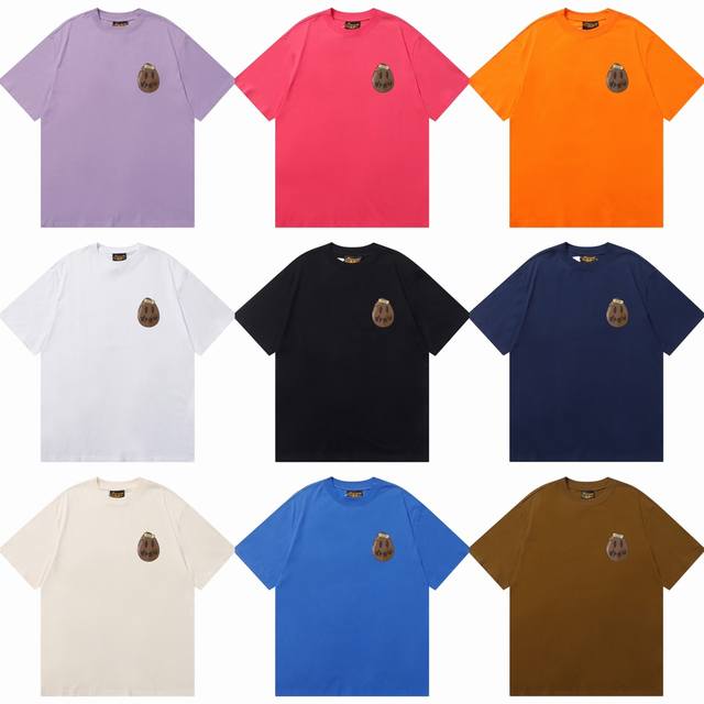 d104 9 Colors 2025Ss Bieber Same Style Smiley Face Drew Print Short Sleeve Hi
