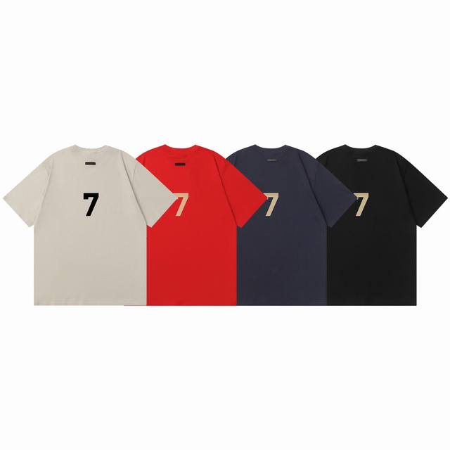 f030# Ss New Fog Fear Of God 7-Word Logo Flocking Jerry Same Style Short-Slee