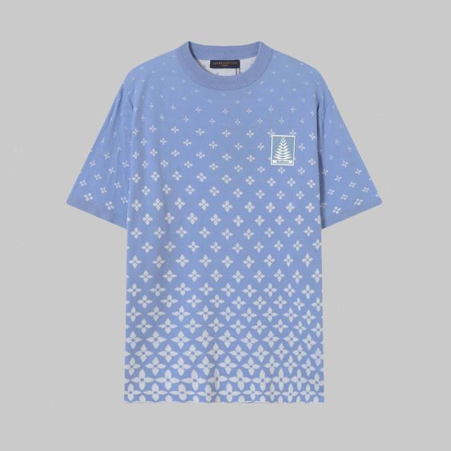 High Quality Lv Louis Vuitton New Full Print Logo Knitted Round Neck Short Sleev