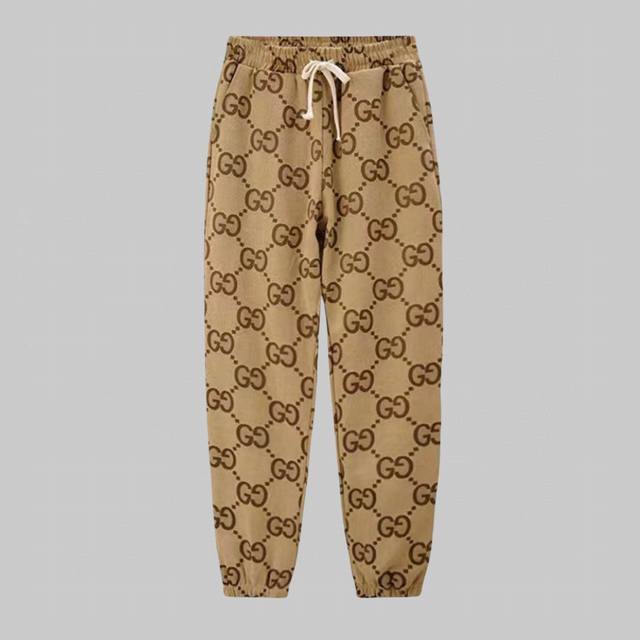 High Quality Gucci Big Double G Jacquard Jogging Casual Trousers Retro High Wais