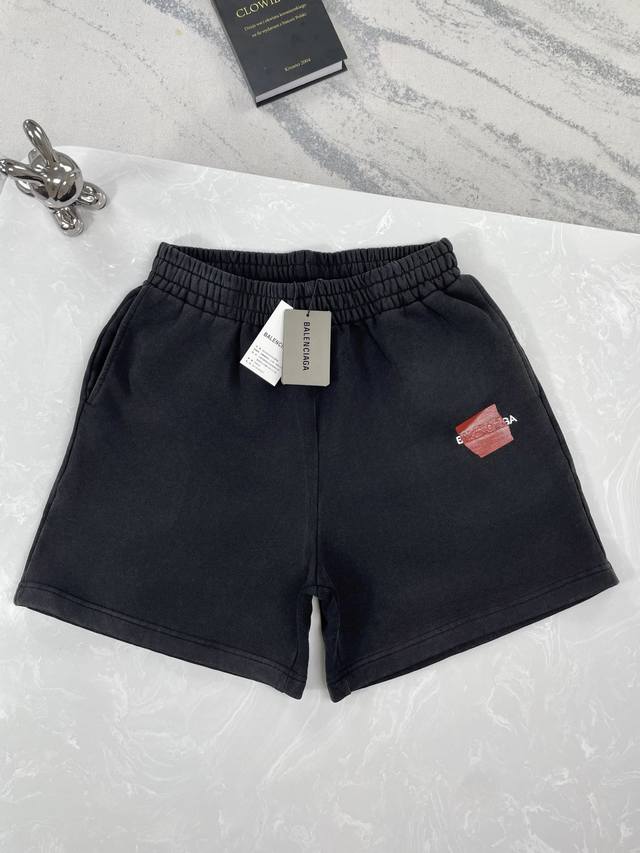 High Version Balenciaga-Balenciaga-25Ss New Embroidered Tape Shorts-Three Labels