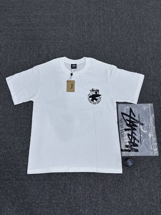 Stussy Surfing Man Short Sleeves Screen Printing Cylindrical Cloth 230G Style Nu