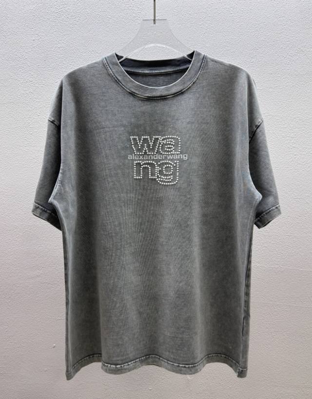 Alexander Wang New Round Neck Short-Sleeved T-Shirt 3D Silicone Wang Uses Import
