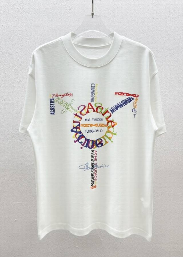 acne Studios Round Neck T-Shirt Colorful Letter Ghosting Digital Direct Print