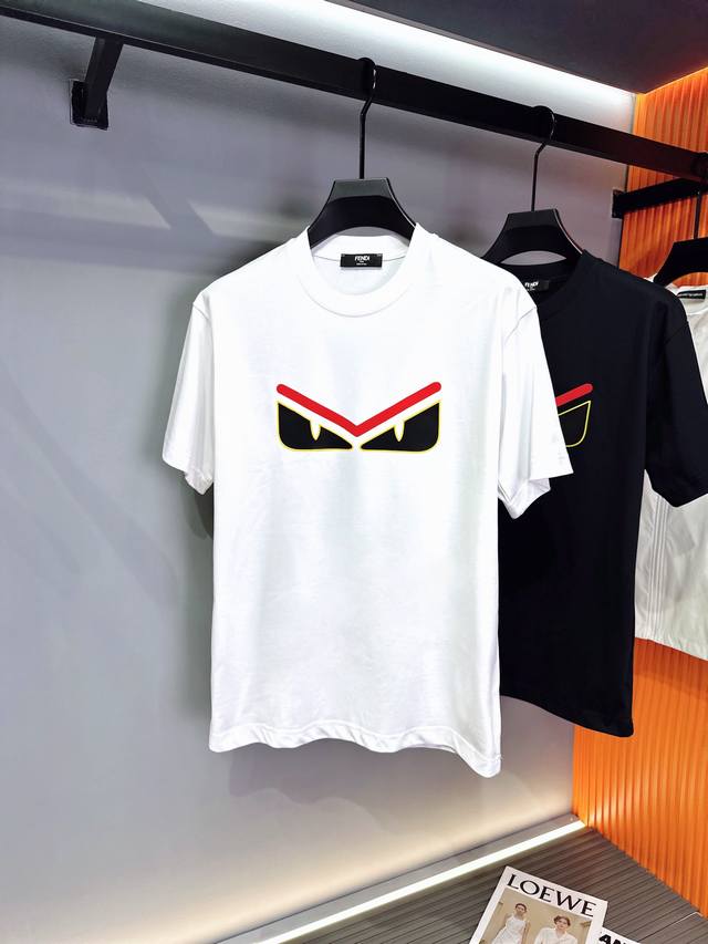 Fendi Fendi New Summer Style Unisex Short-Sleeved T-Shirts Very Trendy Casua