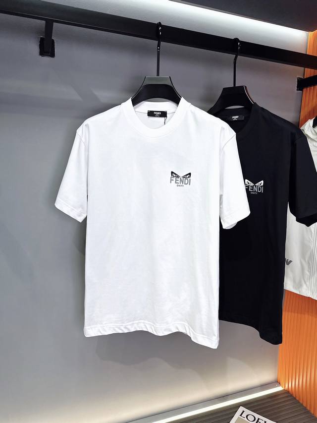 fendi Fendi New Summer Style Unisex Short-Sleeved T-Shirts Very Trendy Casual