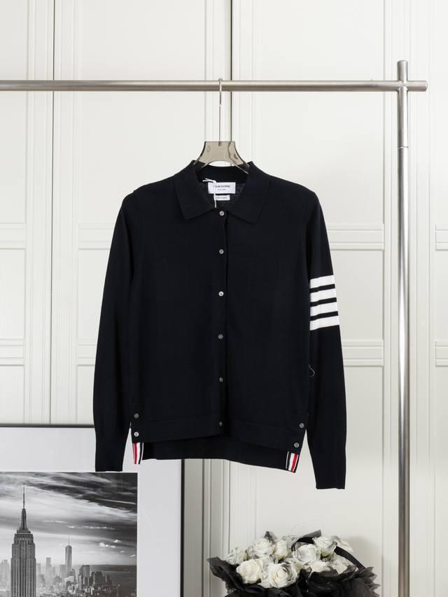 Cotton Four-Bar Sweater Thin Women's Style Thom Browne: Cotton Four-Bar Thin Swe