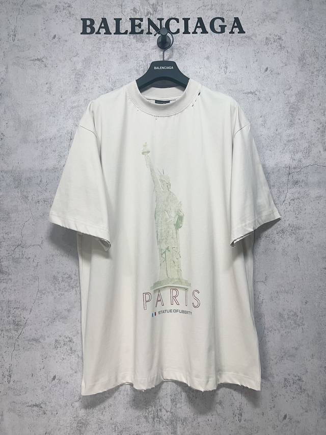 balenciaga Top Version.1:1 Official Quality Statue Of Liberty Printed Short-S
